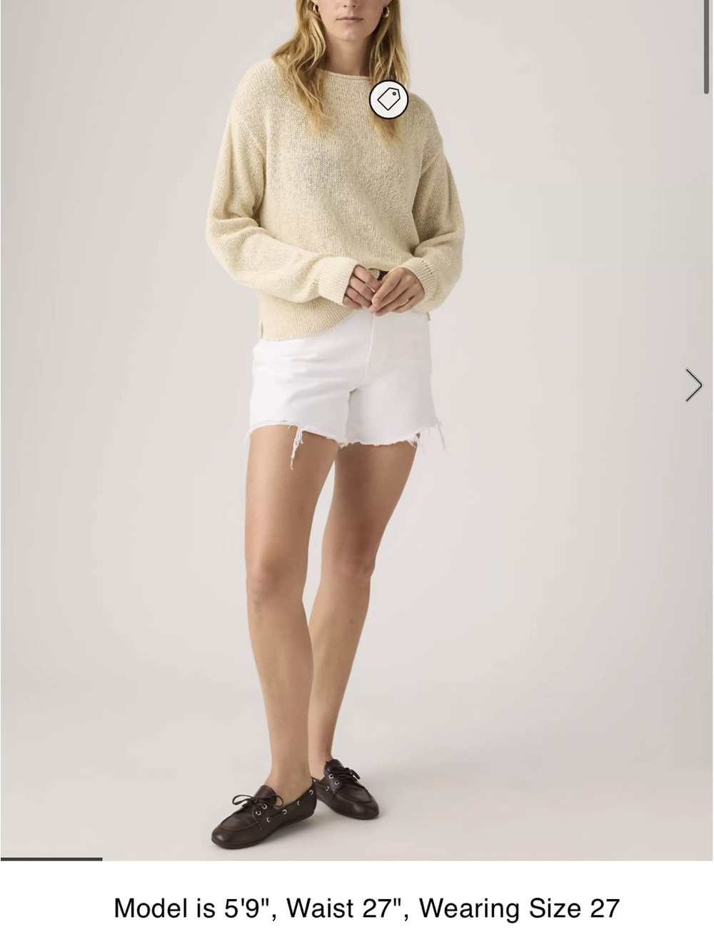 Levi's White Frayed Hem Denim Shorts